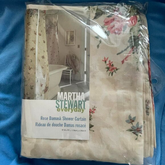 MARTHA STEWART rose damask fabric shower curtain NWT never opened pkg.VINTAGE - Picture 1 of 4
